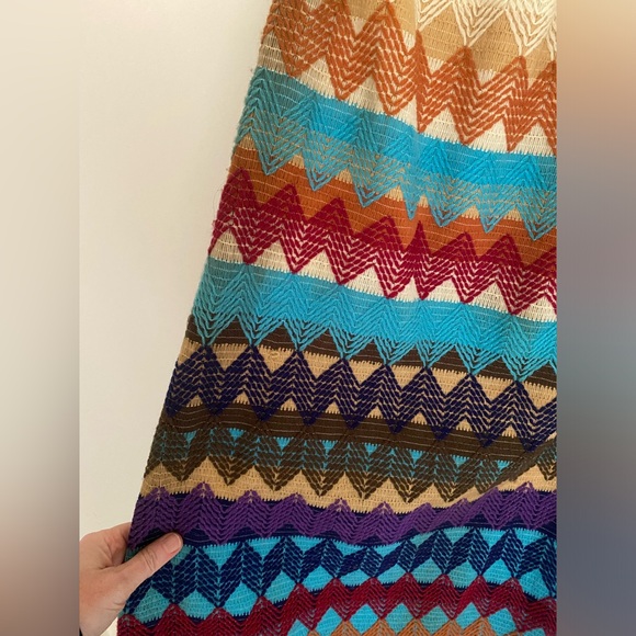 Vintage Chevron Wool Lined Colorful Maxi Skirt size Small - Picture 4 of 5